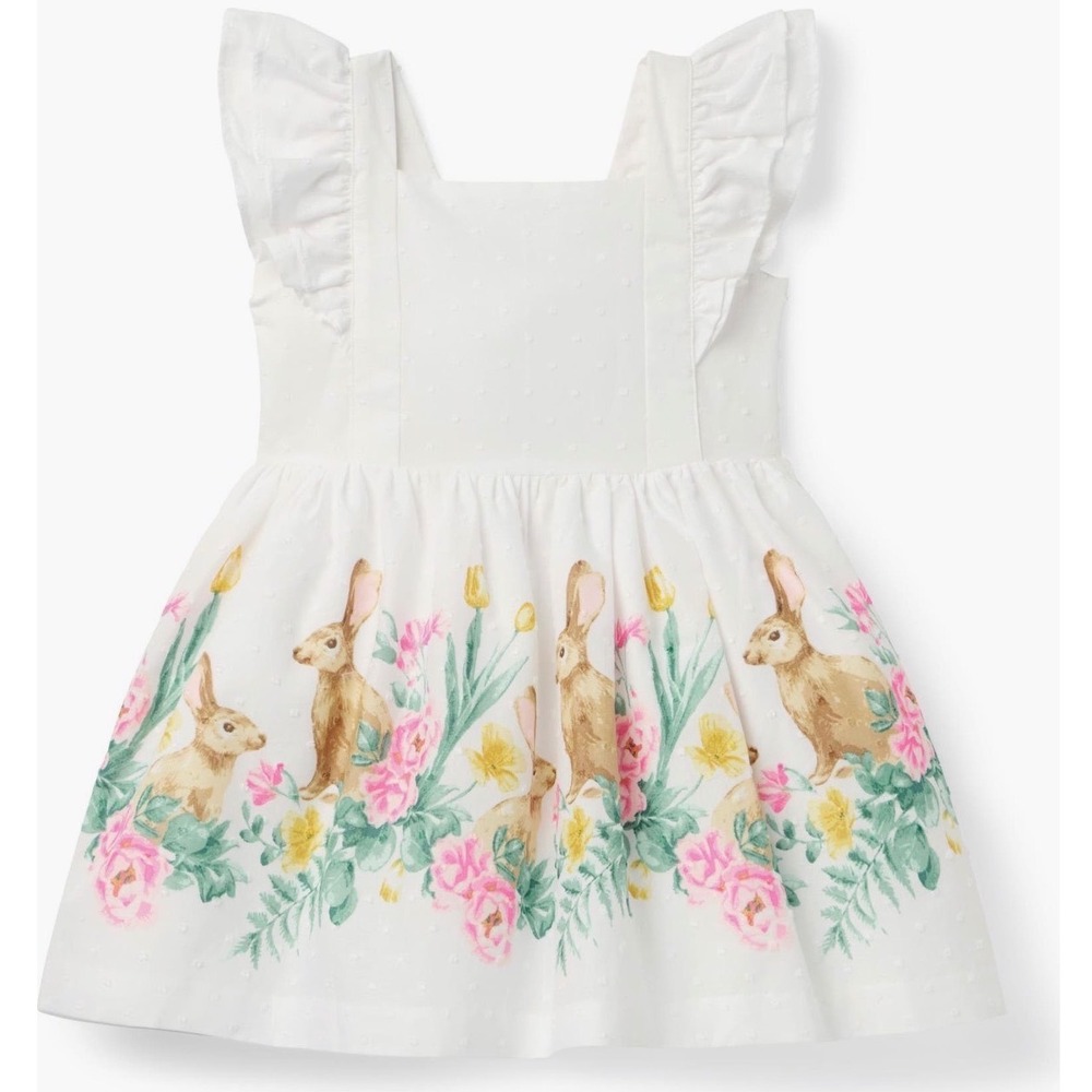 Janie and Jack Girls The Bunny Border Dress | Size 5Y